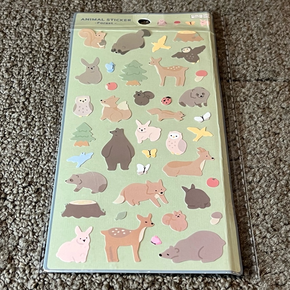 Daiso Forest Animal Sticker Sheet Japan Exclusive Kawaii Raccoon Deer Bear Owl